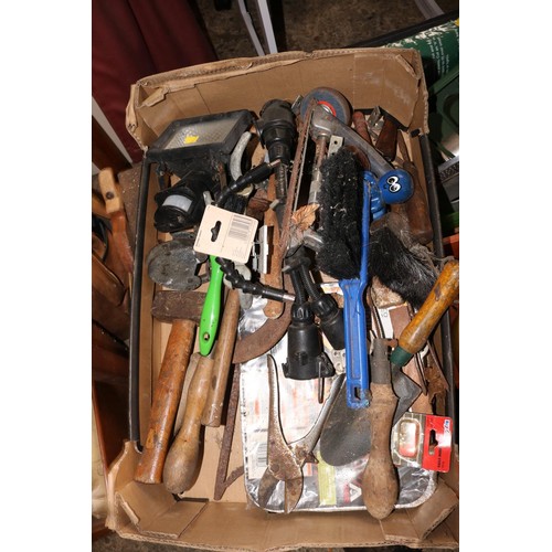 162 - Qty of shed misc, incl tools, nails, screws, trays, levels, etc