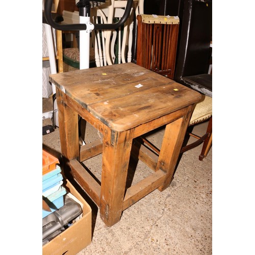 164 - Old pine saw bench side table