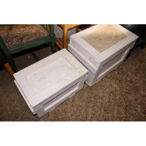 171 - 2 strong white wooden storage boxes