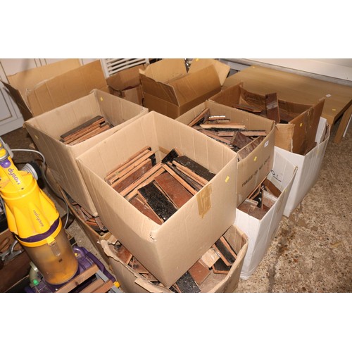 185 - 12 boxes of reclaimed parquet flooring