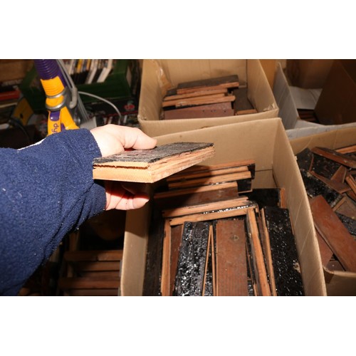 185 - 12 boxes of reclaimed parquet flooring