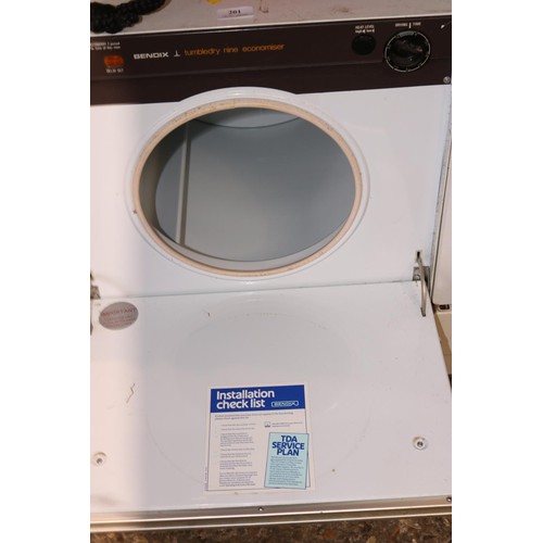 201 - Bendix tumble dryer - warranted until 12 noon Tuesday following the above sale