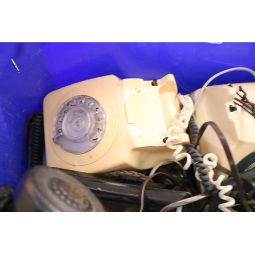 222 - 3 old telephones - 2 white, 1 black