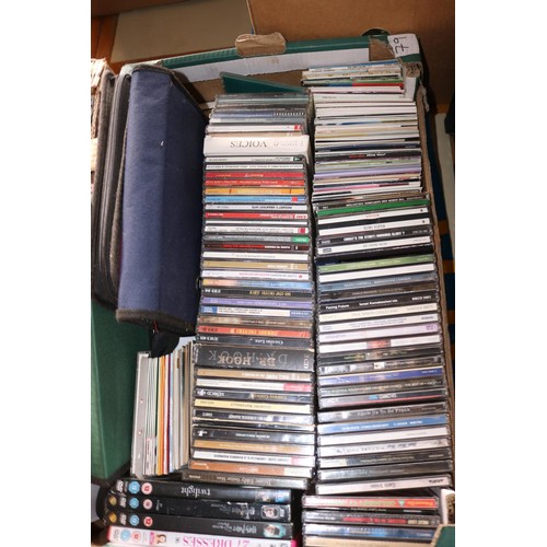 284 - 2 boxes of dvd's, cd's, cassettes, 4 cd cases