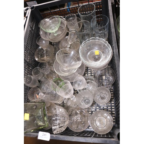 285 - 3 crates of various glass ware