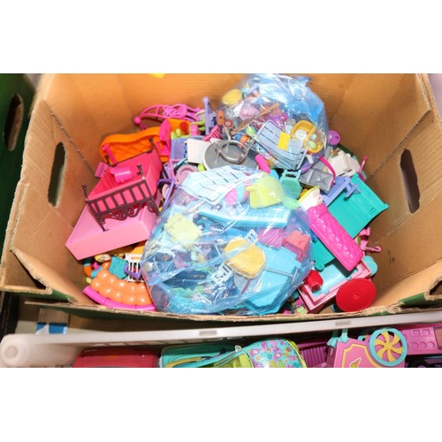 288 - 7 boxes of vintage 'polly pocket' dolls, clothes, items