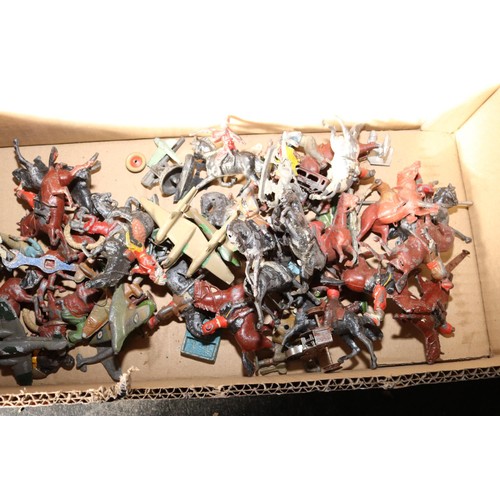 323 - Box of cowboy/Indians on horseback, planes, etc