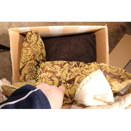 337 - Box of various cushions & throws