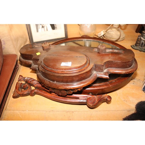 388 - Antique mahogany oval dressing table mirror, a/f