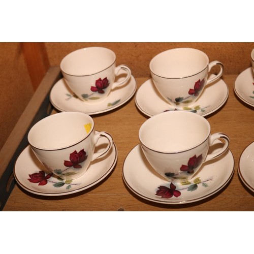 420 - Alfred Meakin 'Realm Rose' design tea/coffee set, 6 cups, saucers, jug, bowl & pot