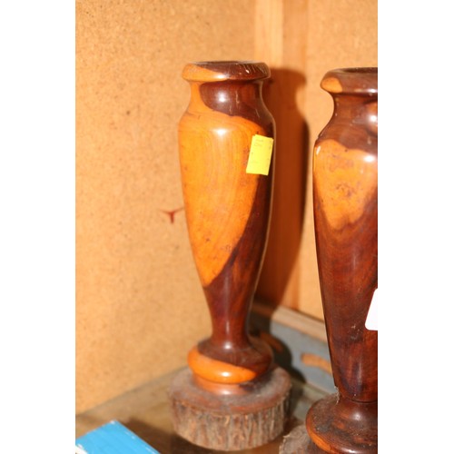 430 - Pair of wooden candle sticks