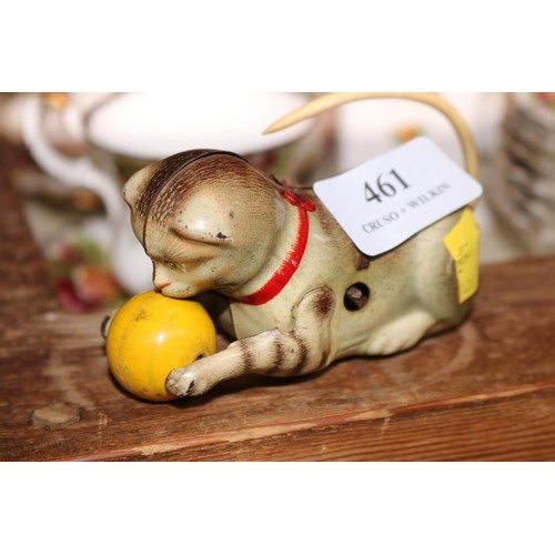 461 - Vintage tin wind up cat with ball (no key) US zone, West Germany