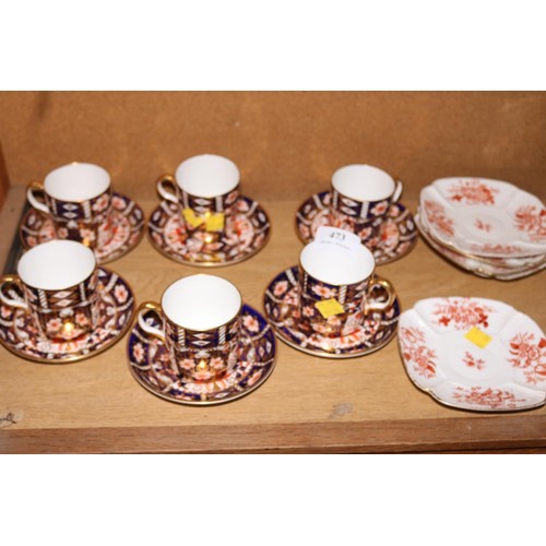 473 - Crown Derby coffee set & odd saucers