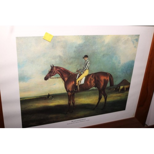 506 - 3 pictures - textile art by Patricia Birks, print of Racehorse & print of a cavalier