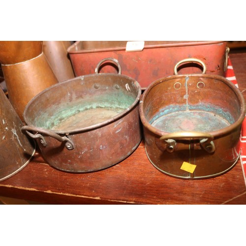 536 - Qty of copper jugs, planters, dishes