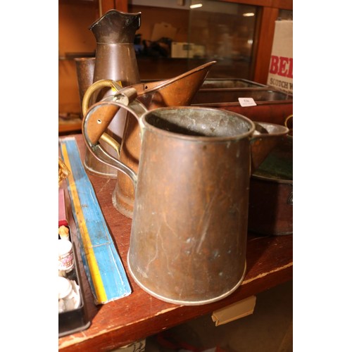 536 - Qty of copper jugs, planters, dishes