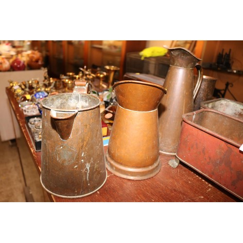 536 - Qty of copper jugs, planters, dishes