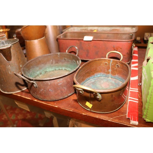 536 - Qty of copper jugs, planters, dishes