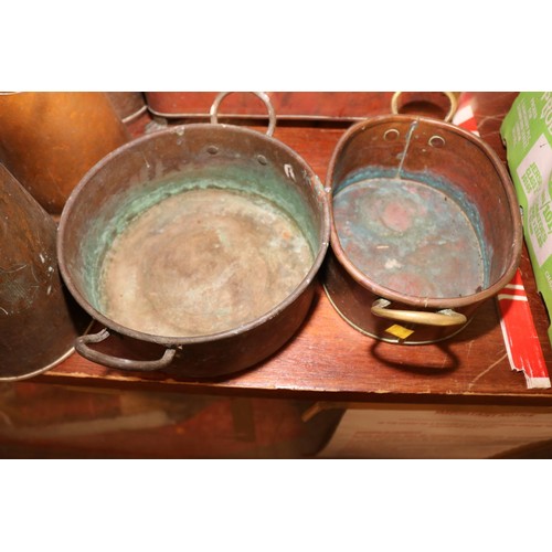 536 - Qty of copper jugs, planters, dishes