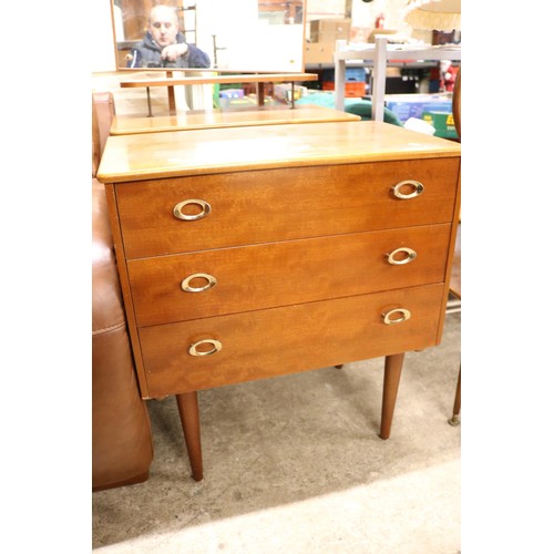 595 - Small teak 3 drawer chest on legs