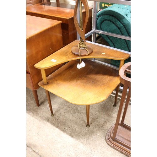 596 - John Watts teak corner table & teak lamp