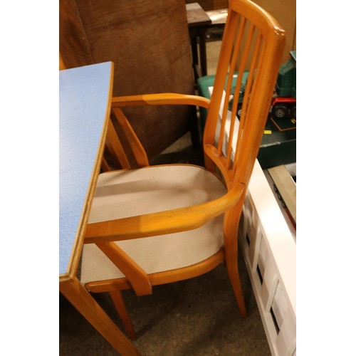 613 - Blue 70's style table & 5 chairs