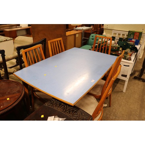 613 - Blue 70's style table & 5 chairs