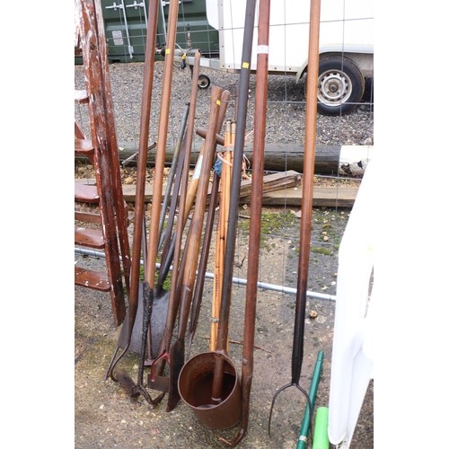 11 - Qty of vintage tools, incl drain rods, etc