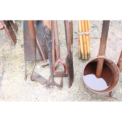 11 - Qty of vintage tools, incl drain rods, etc