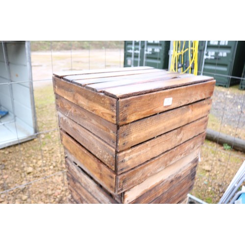 21 - Natural brown wooden crates x6