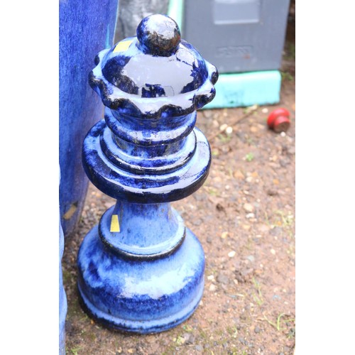 37 - 2 planters, & 1 ornament a/f, all blue glazed