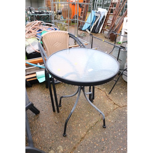 65 - small garden table & 2 chairs