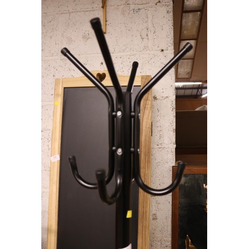 102 - Black coat stand & over door hangers