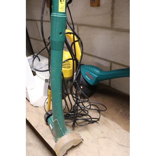 132 - Bosch strimmer, lawn edger, yellow hoover, etc - warranted until 12 noon Tuesday following the above... 