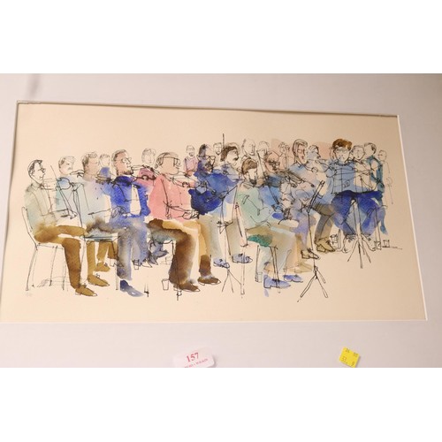 157 - Signed Water colour of the rehearsal Royal Philharmonic Orchestra by Fiona Hawthorne (artist in resi... 