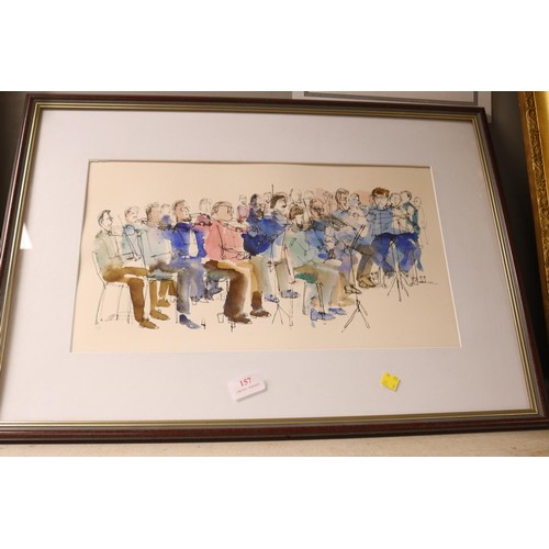 157 - Signed Water colour of the rehearsal Royal Philharmonic Orchestra by Fiona Hawthorne (artist in resi... 