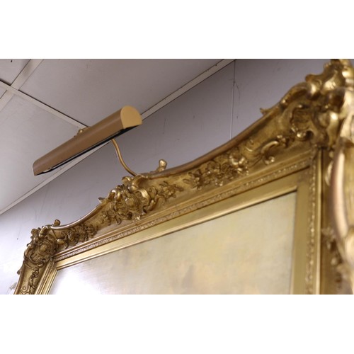 158 - Large oil of Seascape by C. Stanfield,R A in heavy gilt frame complete with the light- light to be r... 