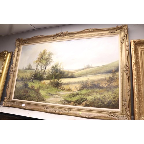 159 - Large oil painting of countryside view Tribute to  William manners?  1860 - 1930 -146 cm x 94 cm tot... 