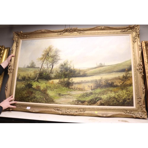 159 - Large oil painting of countryside view Tribute to  William manners?  1860 - 1930 -146 cm x 94 cm tot... 