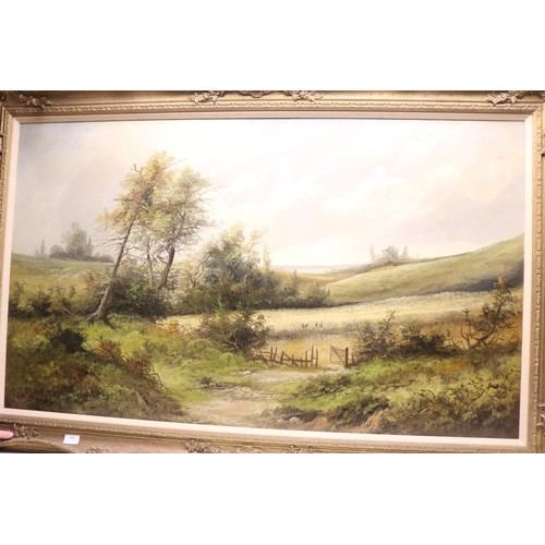 159 - Large oil painting of countryside view Tribute to  William manners?  1860 - 1930 -146 cm x 94 cm tot... 