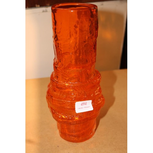 494 - Geoffrey baxter whitefriars tangerine orange hooped vase