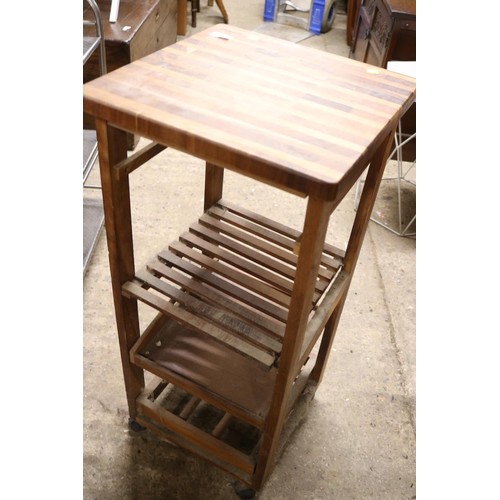 Small kitchen stand with drawer, chopping top & wine rack bottom