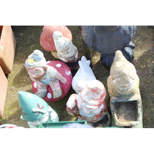 73 - Large qty of various garden ornaments, incl resin, plastic, ceramic, cement, etc