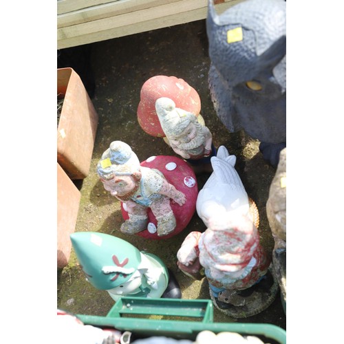 73 - Large qty of various garden ornaments, incl resin, plastic, ceramic, cement, etc