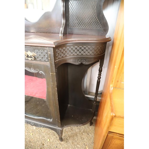 113 - Antique bevelled mirrored chiffonier/display cabinet