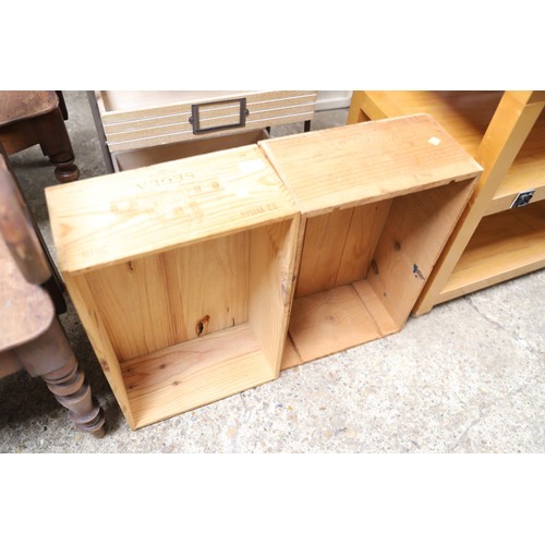 187 - Wine crates x2, single shelf, 3 tiered shelf/stand