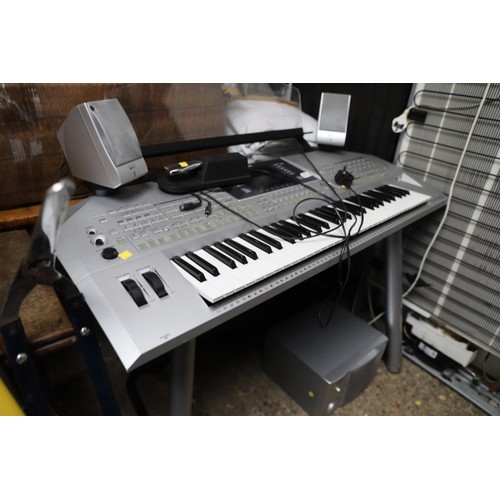 196 - Yamaha tyros 2 keyboard, stand, foot pedal, speakers - warranted until 12 noon Tuesday following the... 