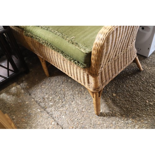206 - Wicker 2-seater settee & chair with seat cushions