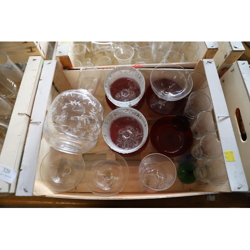 320 - 4 trays of glassware