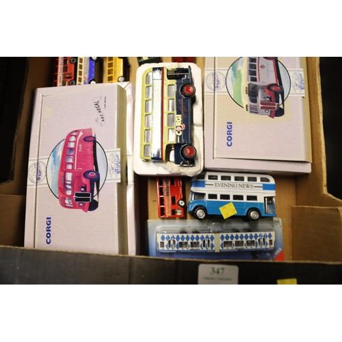 347 - Box of diecast buses - Corgi, Matchbox, etc